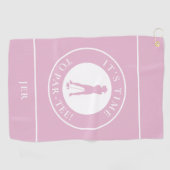 ゴルファー・パーおもしろいティー・ゴルフ・ユーモア・モノグラム可愛いピンク ゴルフタオル (横)