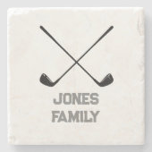 ゴルファー・ファミリー名ゴルフクラブロゴ ストーンコースター (正面)
