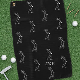 ゴルファー モノグラム プロ スポーツ用品 ブラック ホワイト ゴルフタオル