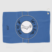 ゴルファー・ユーモアTeeタイムスポーツモノグラムブルーブラック ゴルフタオル (横)