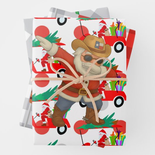 ゴルファー・ラップ用のボールとアイロンを持つゴルフクリスマス ラッピングペーパーシート (インサイチュ)