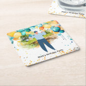 ゴルファー・レッツパーティーパーティー スクエアペーパーコースター (アングル)