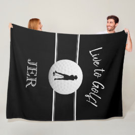 ゴルファー レディース スポーツ ブラック＆ホワイト カスタム モノグラム フリースブランケット