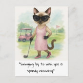 ゴルファー 猫好きさん 早期回復願う ポストカード (正面)