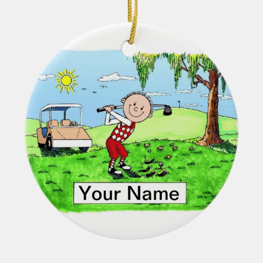 ゴルファー – 男性 セラミックオーナメント (正面)