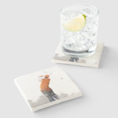 ゴルファー-石造りのコースター ストーンコースター (横)