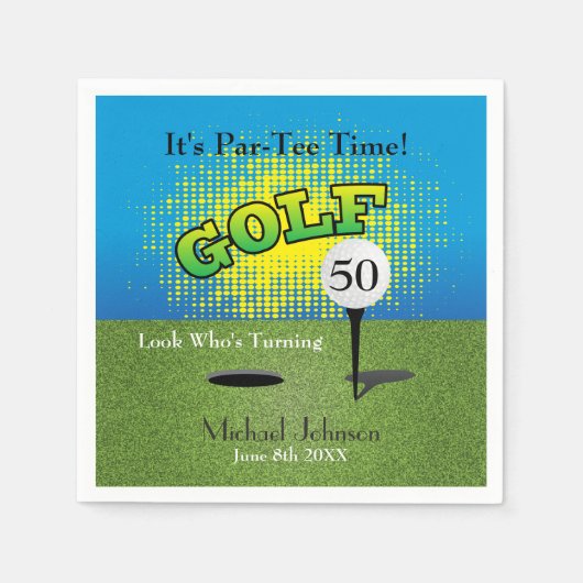 ゴルファー🏌️♂️‍誕生日パーティー スタンダードカクテルナプキン (正面)