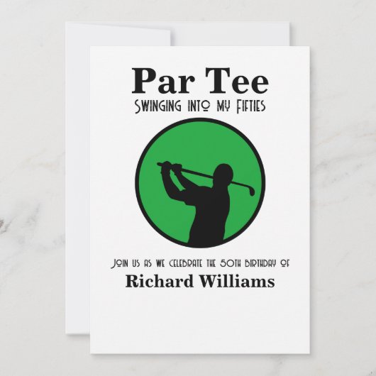 ゴルファー、50歳へスイング! 50歳の誕生日 招待状 (正面)