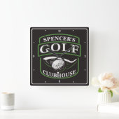ゴルファーADD NAMEプロゴルフプレーヤークラブクラブクラブクラブハウス  スクエア壁時計 (ホーム)