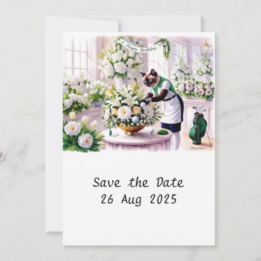 ゴルファーCAT誕生日パーティー招待カード 招待状 (正面)