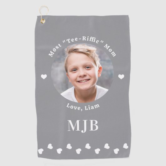 ゴルファーMOMカスタムフォトモパーソナライズされたグラム ゴルフタオル (正面)