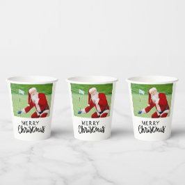 ゴルファーSanta Clausグリーンクリスマス紙C 紙コップ