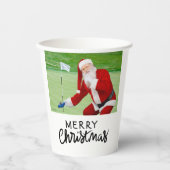 ゴルファーSanta Clausグリーンクリスマス紙C 紙コップ (正面)