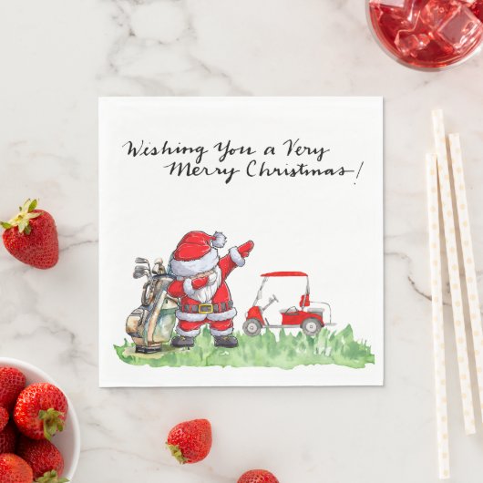 ゴルファーSanta Cluas Dabbingゴルフクリスマスパーティー スタンダードランチョンナプキン (インサイチュ)