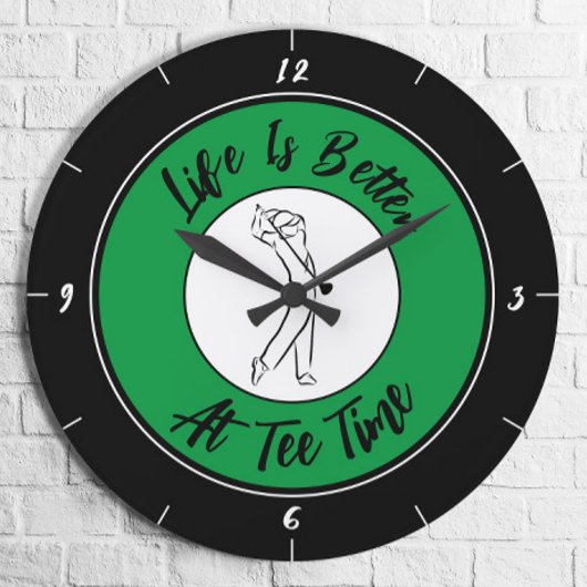 ゴルファーTタイムユーモアゴルフスおもしろいポーツブラックグリーン ラージ壁時計