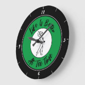 ゴルファーTタイムユーモアゴルフスおもしろいポーツブラックグリーン ラージ壁時計 (傾斜)