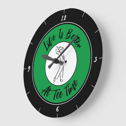 ゴルファーTタイムユーモアゴルフスおもしろいポーツブラックグリーン ラージ壁時計 (傾斜)