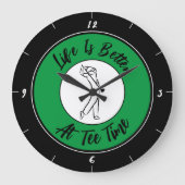 ゴルファーTタイムユーモアゴルフスおもしろいポーツブラックグリーン ラージ壁時計 (正面)