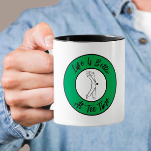ゴルファーTタイムユーモアスポおもしろいートパンブラックグリーン マグカップ
