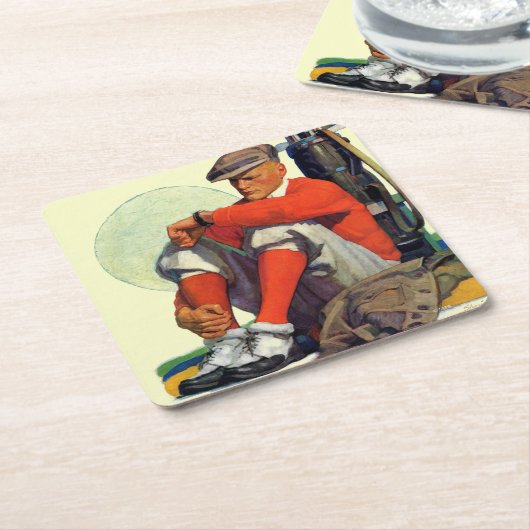 ゴルファ保ー待機 スクエアペーパーコースター (アングル)