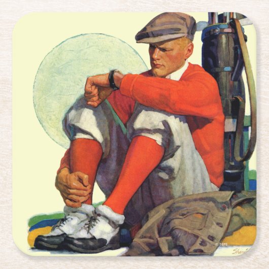 ゴルファ保ー待機 スクエアペーパーコースター (正面)