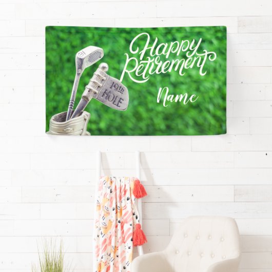 ゴルフアイアンでゴルフを楽しく引退 横断幕 (インサイチュ)