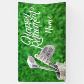 ゴルフアイアンでゴルフを楽しく引退 横断幕 (縦)