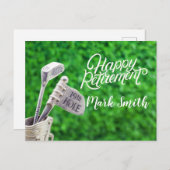 ゴルフアイロンでゴルフハッピーリタイアメント ポストカード (正面/裏面)