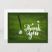 ゴルフアイロンをグリーンにしたゴルフサンキューカード ポストカード (正面/裏面)