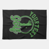 ゴルフアドパーソナライズされたネームレトロプロゴルファーSwing キッチンタオル (横)