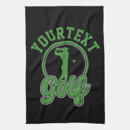 ゴルフアドパーソナライズされたネームレトロプロゴルファーSwing キッチンタオル