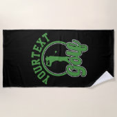 ゴルフアドパーソナライズされたネームレトロプロゴルファーSwing ビーチタオル (正面)