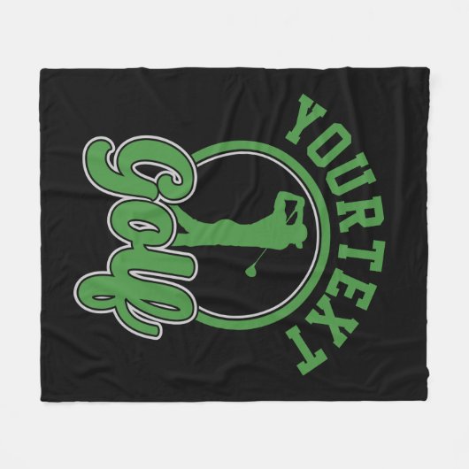 ゴルフアドパーソナライズされたネームレトロプロゴルファーSwing フリースブランケット (正面(横))