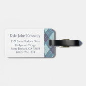 ゴルフアーガイルパターンティール(緑がかった色)ブルーラゲッジタグ ラゲッジタグ (裏面横)