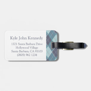 ゴルフアーガイルパターンティール（緑がかった色）ブルーラゲッジタグ ラゲッジタグ