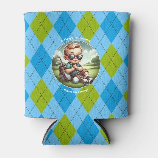 ゴルフアーガイルボーイ誕生日 缶クーラー (正面)