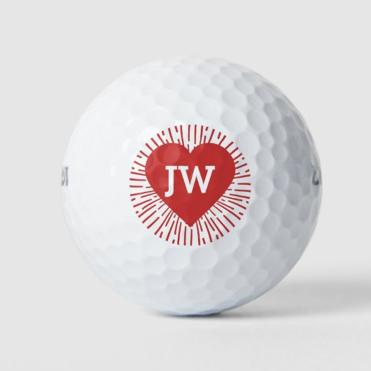 ゴルフィングラブハートバーストレッドバレンタイン ゴルフボール (正面)