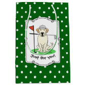 ゴルフイエローラブラドールレトリエバードッグ – かわいい ミディアムペーパーバッグ (正面)