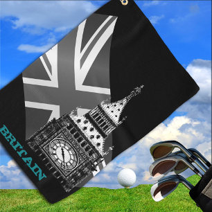 ゴルフイギリス&ビッグベン、イギリス国旗 ゴルフタオル