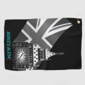 ゴルフイギリス&ビッグベン、イギリス国旗 ゴルフタオル (横)