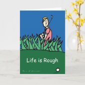 ゴルフイラストレーションおよび引用文の挨拶状 カード (黄色い花)