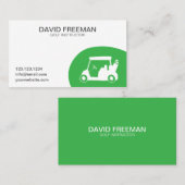 ゴルフインストラクターグリーン&ホワイトユニークゴルフカート 名刺 (正面/裏面)