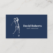 ゴルフインストラクターゴルフスイングコーチネイビーブルー 名刺 (正面)