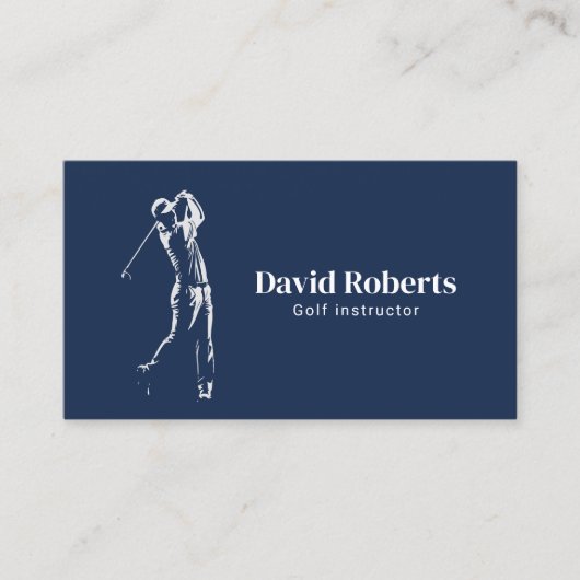 ゴルフインストラクターゴルフスイングコーチネイビーブルー 名刺 (正面)
