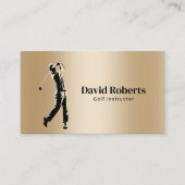 ゴルフインストラクターゴルフスイングコーチモダン金ゴールド 名刺 (正面)