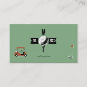 ゴルフインストラクターソーシャルメディアQRコードグリーン 名刺 (正面)