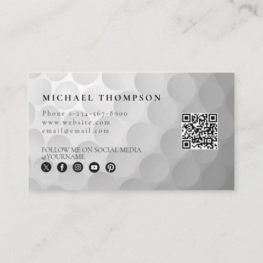 ゴルフインストラクタービジネスソーシャルメディアQRコード 名刺 (裏面)