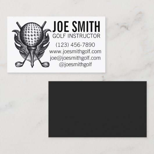 ゴルフインストラクタープロゴルファーコースボールクラブティー 名刺 (正面/裏面)