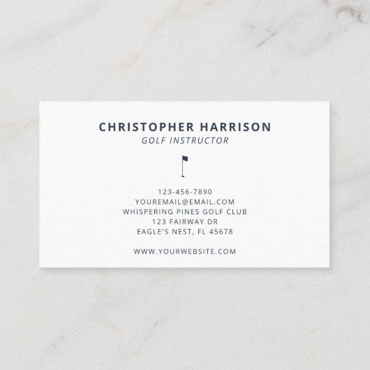 ゴルフインストラクタープロフェッショナルユーモアのあるシンプルネイビー 名刺 (裏面)