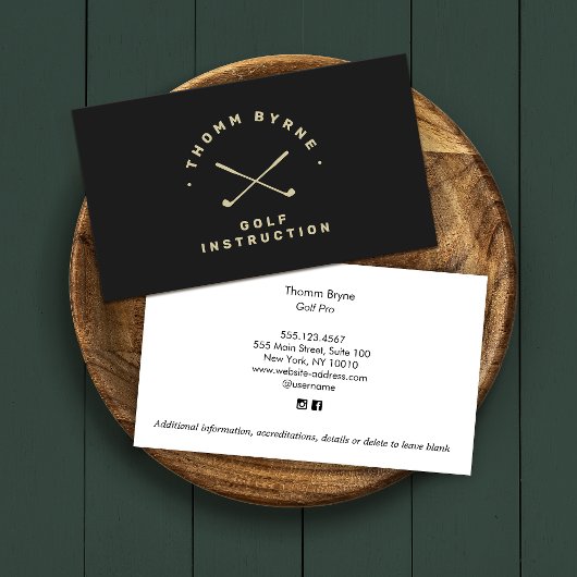 ゴルフインストラクタープロ交差ゴルフクラブブラック 名刺